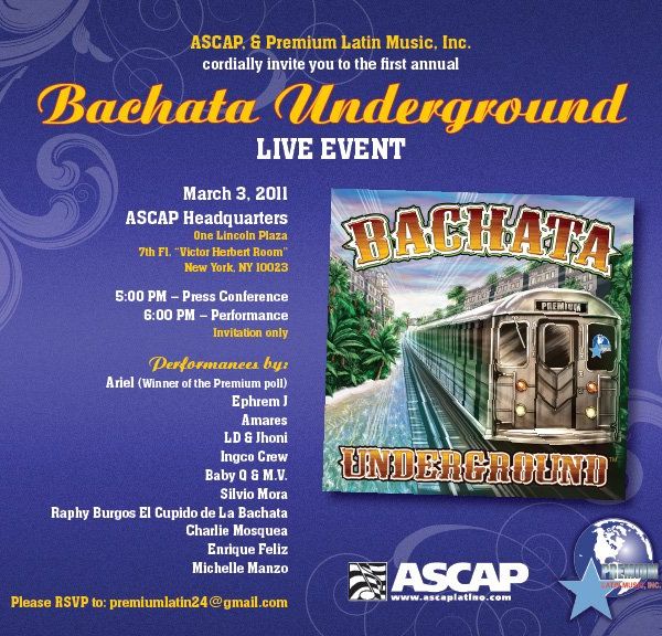 Anuncian concierto de "Bachata Underground"